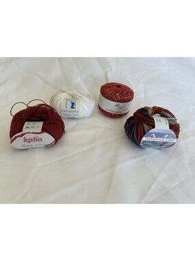 Lot 4 Mixed Yarn Skeins Katia Linen Hempathy Trendsetter Rozetti Cotton Knitting
